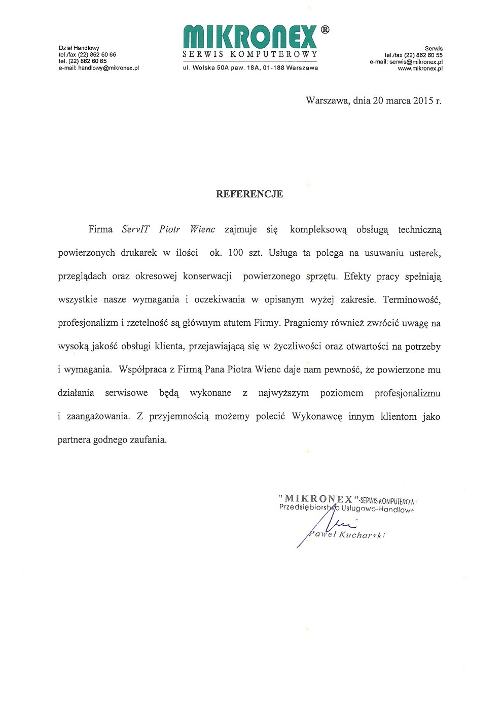 Referencja Mikronex